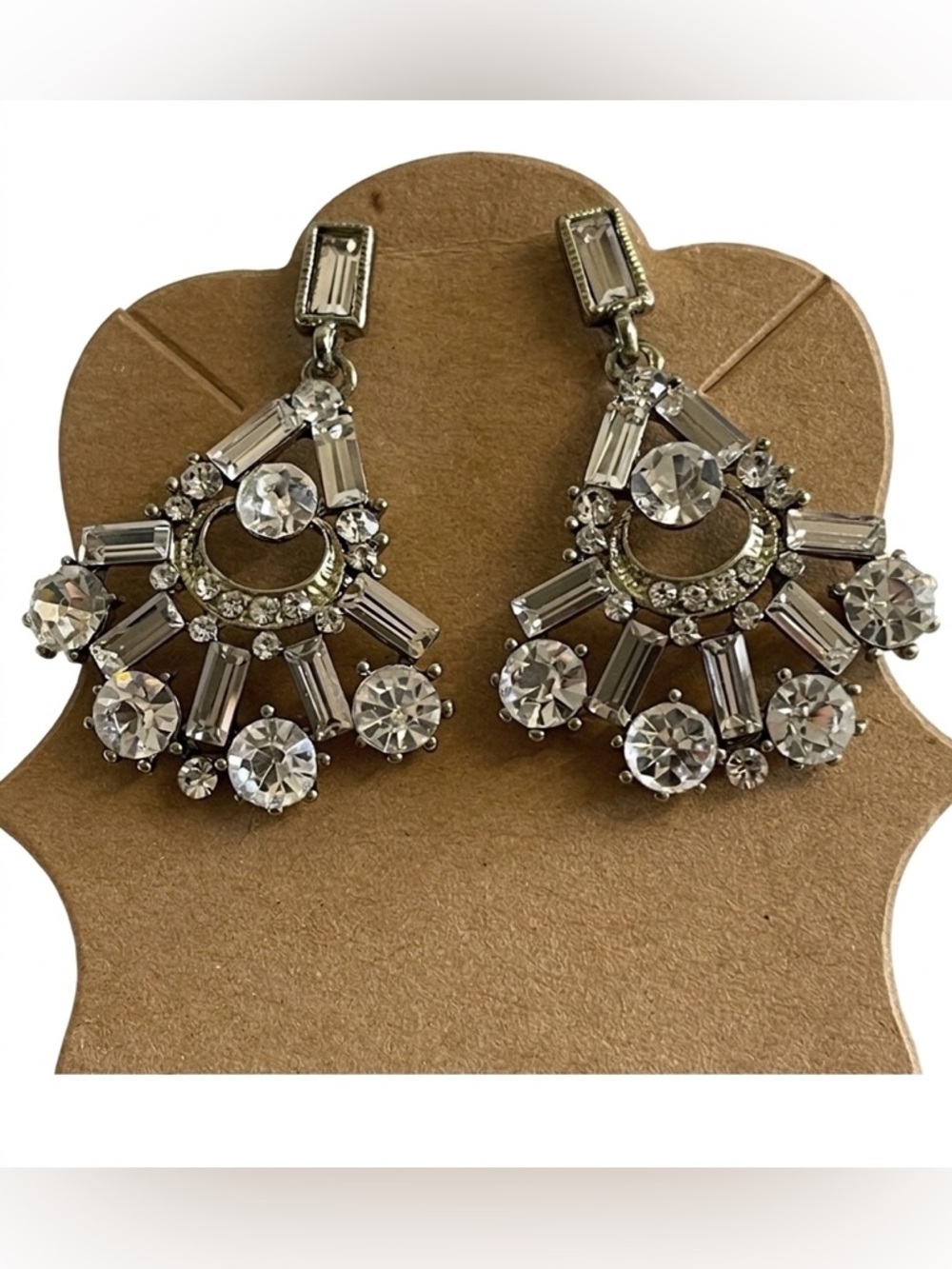 NWT Silver Crystal Chandelier Earrings - Picture 4 of 6